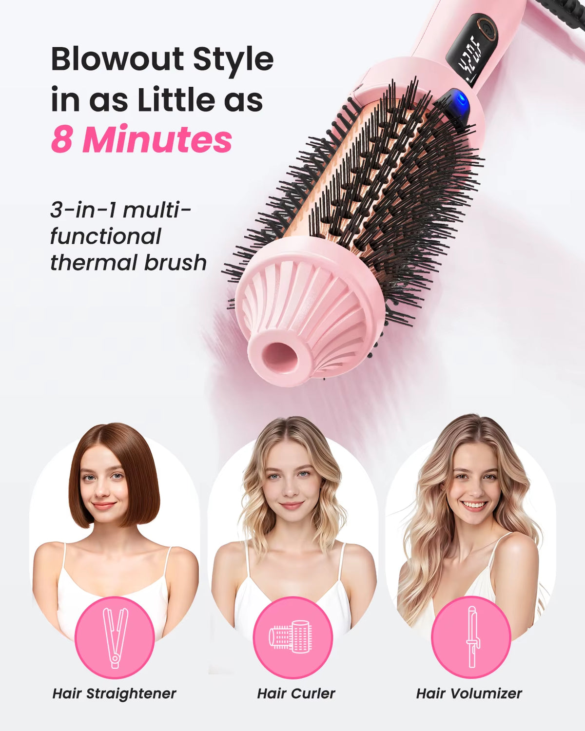 Cepillo térmico iónico 2 en 1 – temperaturas